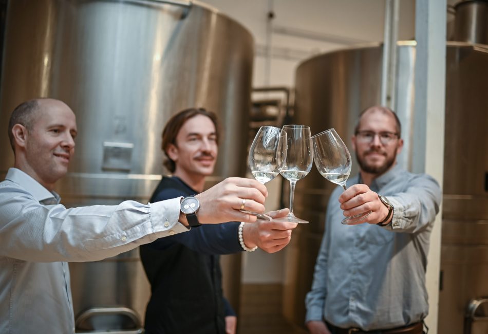 Management of Tokaj-Hetszolo - June 2021 - left to right_Tamas Oroszlan Commercial Director + Raphael Reybier Owner + Gergely Makai General Manager & Chief Winemaker